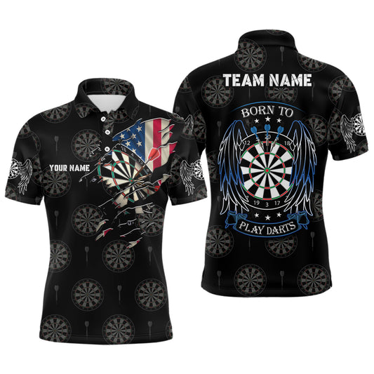 Born To Play Darts American Flag Custom Men Darts Polo Shirt Patriotic Dart Jersey For Men LDT0650
