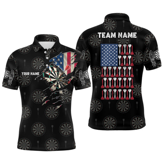 Personalized American Flag Men Darts Polo Shirt Patriotic Darts Team Jersey For Men LDT0651