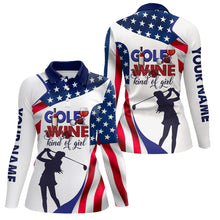 Load image into Gallery viewer, American Flag Womens Golf Polo Shirt Golf Wine Kind Of Girl Golf Shirts For Women Patriotic Golf Gift LDT0131