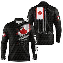 Load image into Gallery viewer, 3D Canada Flag Black Mens Golf Polo Shirt Red Maple Leaf Golf Tops For Men Patriotic Golf Gifts LDT1483
