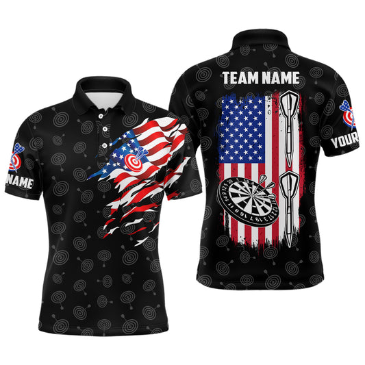 American Flag Personalized Darts Polo Shirt Custom Patriotic Darts Jersey For Men LDT0733