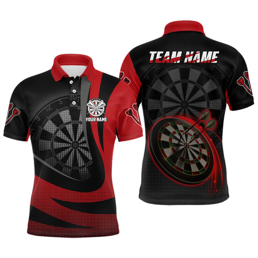 Personalized Black Red 3D Mens Darts Polo Shirt Custom Cool Darts Team Jersey For Men LDT0737