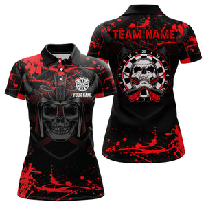 Warrior Skull Darts Women Polo Shirt Custom Red Scary Darts Shirt For Women Dart Jerseys LDT0963