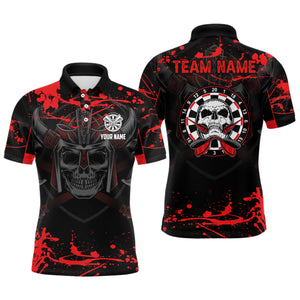 Warrior Skull Darts Mens Polo Shirt Custom Red Scary Darts Shirt For Men Dart Jerseys LDT0963