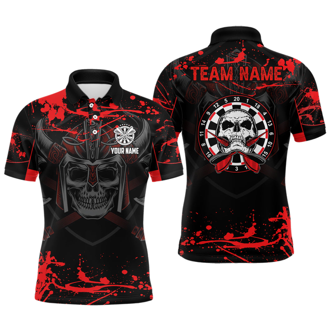 Warrior Skull Darts Mens Polo Shirt Custom Red Scary Darts Shirt For Men Dart Jerseys LDT0963