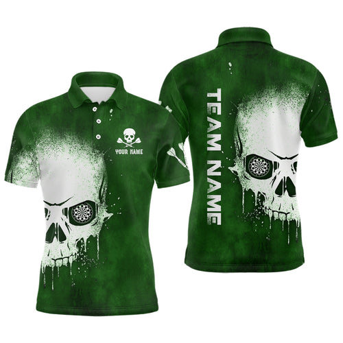 Smoke Skull Green Mens Darts Polo Shirt Custom Darts Shirt For Men Scary Dart Jerseys LDT1374