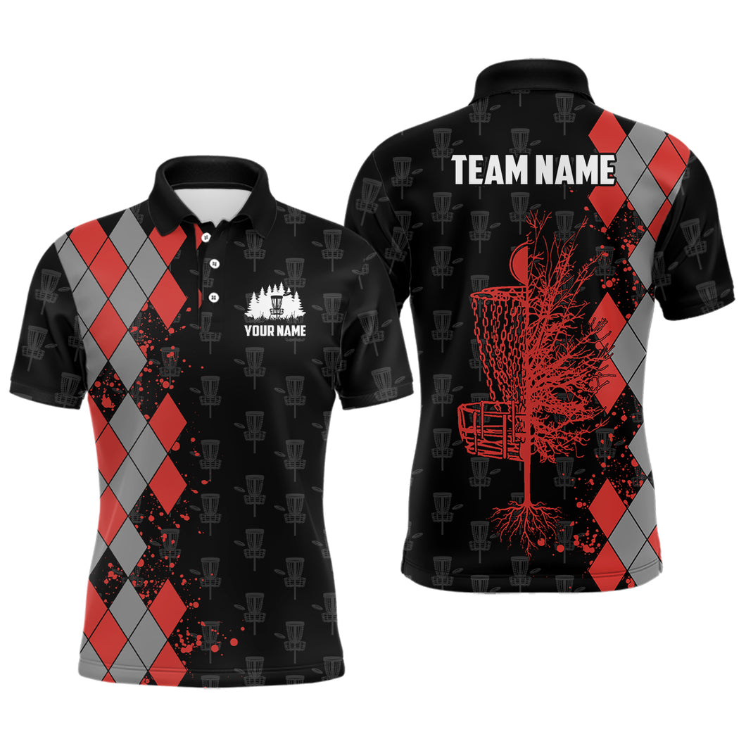 Personalized Argyle Pattern Disc Golf Mens Polo Shirt Custom Disc Golf Shirts For Men Golf Gifts LDT0748