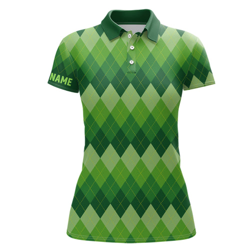 Green Argyle Pattern Womens Golf Polo Shirt Custom Patrick Golf Shirts For Women Golf Gifts LDT1416