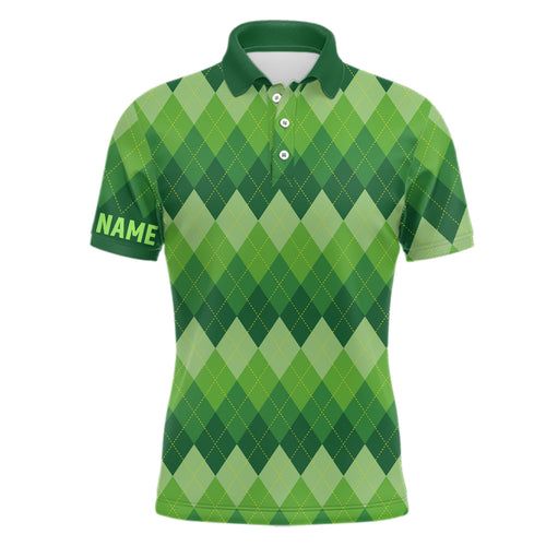 Green Argyle Pattern Mens Golf Polo Shirt Custom Patrick Golf Shirts For Men Golf Gifts LDT1416