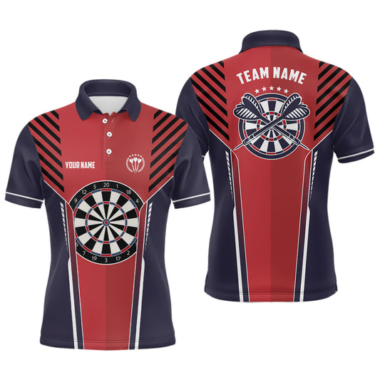 Personalized Strike Red Navy Sports Style Mens Darts Polo Shirt Cool Darts Jersey For Men LDT0489