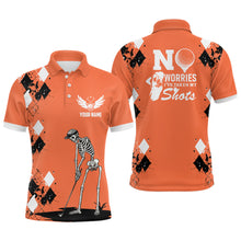 Load image into Gallery viewer, Mens Skull Golf Polo Shirt Argyle Pattern Orange Golf Shirts For Mens Halloween Golf Gifts LDT0479