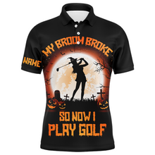 Load image into Gallery viewer, My Broom Broke So Now I Golf Orange Halloween Mens Polo Shirts Witch Scary Golf Gifts For Men LDT0372