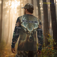 Load image into Gallery viewer, Deer Hunting American Flag Camo Hoodie, Long Sleeve Shirt – Buck Head Graphic NHT01