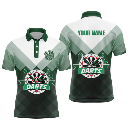 Personalized Gradient Green Geometric Pattern Mens Darts Polo Shirt Dart Jersey For Men LDT0399