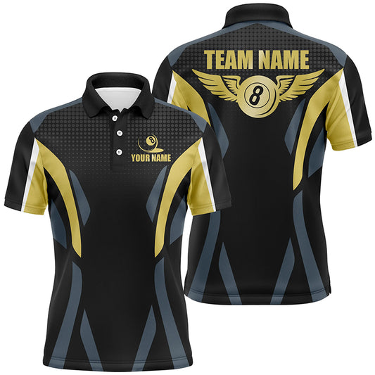 Personalized Billiard 8 Ball Pool 3D Polo Shirts For Men, Custom 8 Ball Wings Billiards Jerseys VHM0032