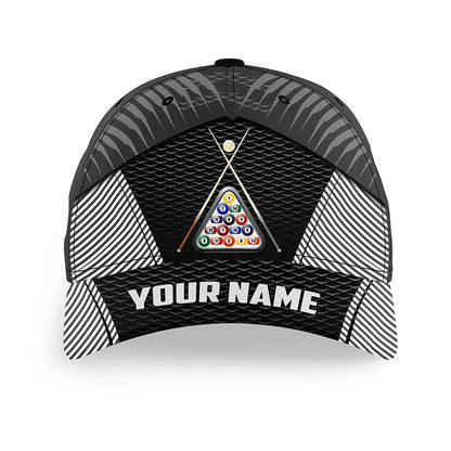 Personalized 8 Ball Pool Sport Black 3D Billiard Hats Cap, Custom Billiard Balls Top Hat Billiards VHM0537