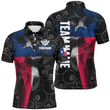 Load image into Gallery viewer, Personalized Vintage Smoke Texas/American Flag Billiard Polo Shirts For Men, 8 Ball Pool Team Jerseys VHM1202