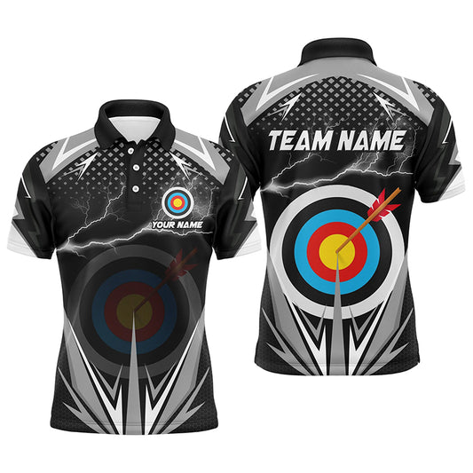 Personalized Thunder Lighting Target Archery 3D Polo Shirts For Men, Custom Archery Team Jerseys VHM1021