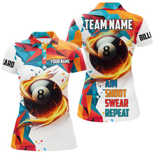 Load image into Gallery viewer, Personalized Aim Shoot Swear Repeat Billiard Shirts For Women Custom Colorful 8 Ball Pool Shirts VHM1183