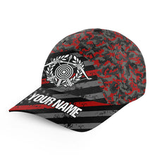 Load image into Gallery viewer, Personalized Red Retro US Flag Archery Hats For Players, Target Archery Hat Adjustable Archery Gifts VHM0805