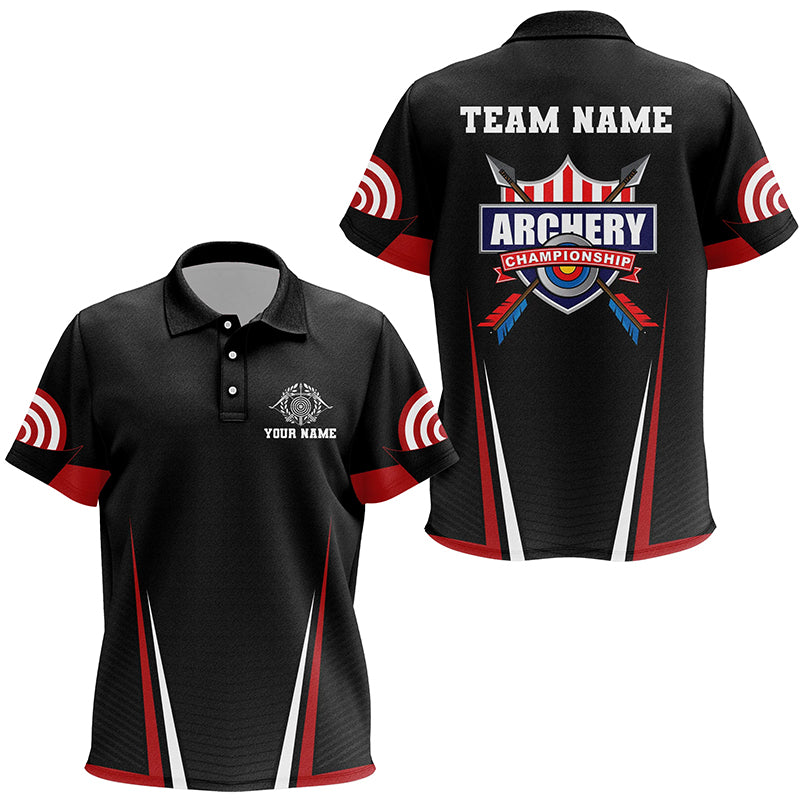 Personalized US Flag 3D Target Archery Polo Shirts For Kids, Custom Red Black Arrows Archery Jerseys VHM0820