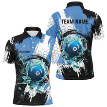 Load image into Gallery viewer, Personalized Black Blue Break Glass 10 Ball Pool 3D Shirts For Men 10 Ball Billiards Jerseys VHM1179