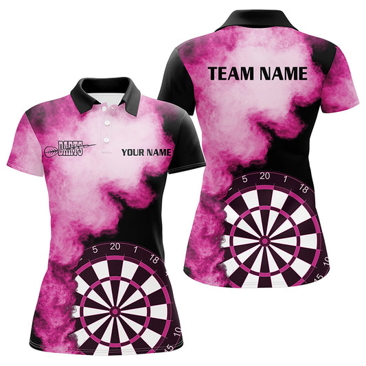 Personalized Pink Flame Womens Darts Polo Shirts Custom Dart Jerseys For Women Dart Team Shirts VHM1115