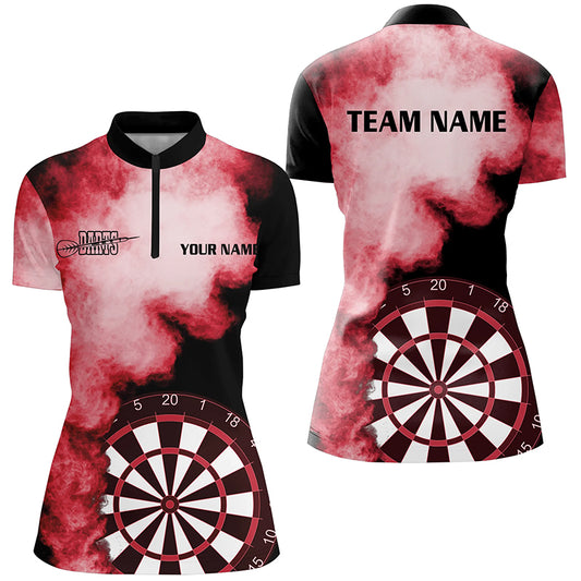 Personalized Flame Red Darts Quarter-Zip Shirts Custom Dart Jerseys For Women Dart Team Shirts VHM1117
