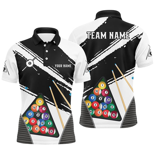 Personalized White Black Billiard Balls Polo Shirts For Men, Custom Billiard 8 Ball Team Jerseys VHM0781