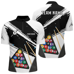 Personalized White Black Billiard Balls Quarter-Zip Shirts For Men, Billiard 8 Ball Team Jerseys VHM0781