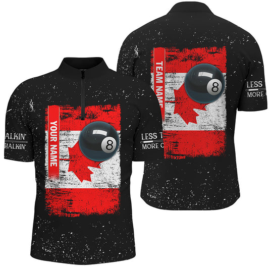 Personalized Canadian Flag Patriotic 8 Ball Billiard Quarter-Zip Shirts For Men, Billiard Jerseys VHM0646