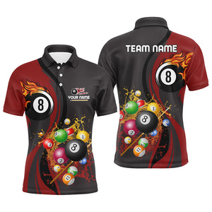 Personalized Billiards Ball 8 Water Flow Polo Shirts For Men, Custom 8 Ball Flame Billiard Jerseys VHM0257