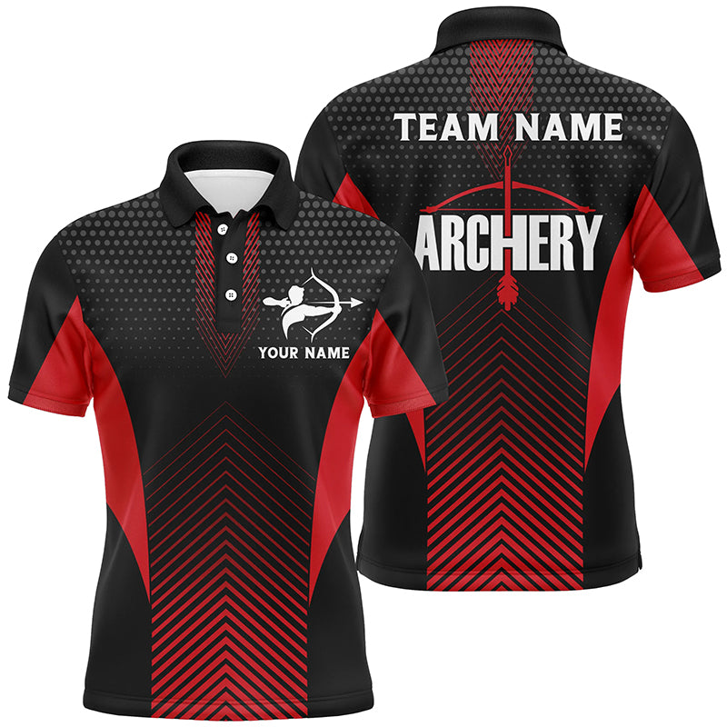 Personalized Red Black Bows Archery Polo Shirts For Men, Archery Team Shirts Custom Archery Jerseys VHM0709
