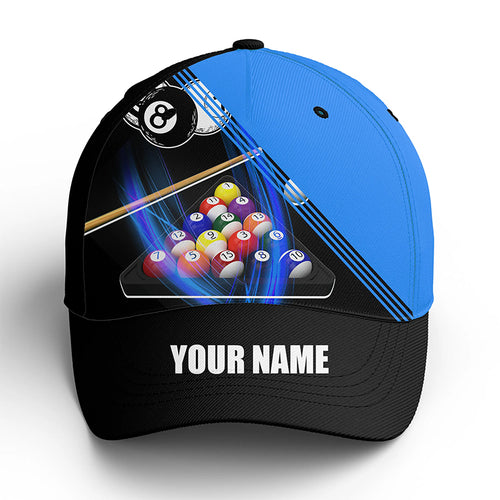 Personalized Customized Billiard Player Blue 3D Cap Hats For Men And Women, Custom Top Hat Billiards VHM0309