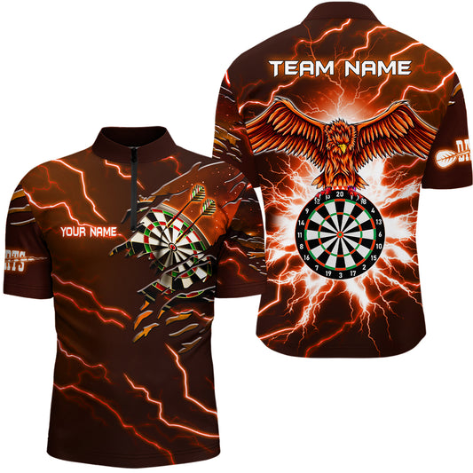 Personalized Thunder Orange Eagle Dart Quarter Zip Shirt Custom Dart Shirts For Men Dart Team Shirt VHM1145