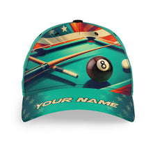 Load image into Gallery viewer, Personalized US Flag 8 Ball Billiard Hats Cap For Pool Player Custom Name 3D Top Hat Billiars Gifts VHM0954
