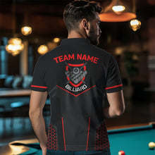 Load image into Gallery viewer, Personalized Style Black Red 8 Ball Billiard 3D Polo Shirts For Men, Custom 8 Ball Pool Team Shirts VHM1056