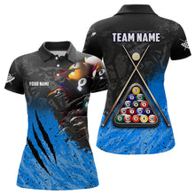 Load image into Gallery viewer, Personalized Blue Black 8 Ball Billiards 3D Shirts For Women Custom Pool Billiards Team Jerseys VHM1186