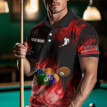 Load image into Gallery viewer, Personalized Billiard Balls Flame Billiard Red 3D Polo Shirts For Men, Custom 8 Ball Pool Jerseys VHM0348