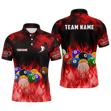 Load image into Gallery viewer, Personalized Billiard Balls Flame Billiard Red 3D Polo Shirts For Men, Custom 8 Ball Pool Jerseys VHM0348