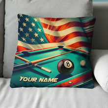Load image into Gallery viewer, Personalized US Flag 8 Ball Billiard Pillow, Throw Pillow Billiard Gifts VHM0903