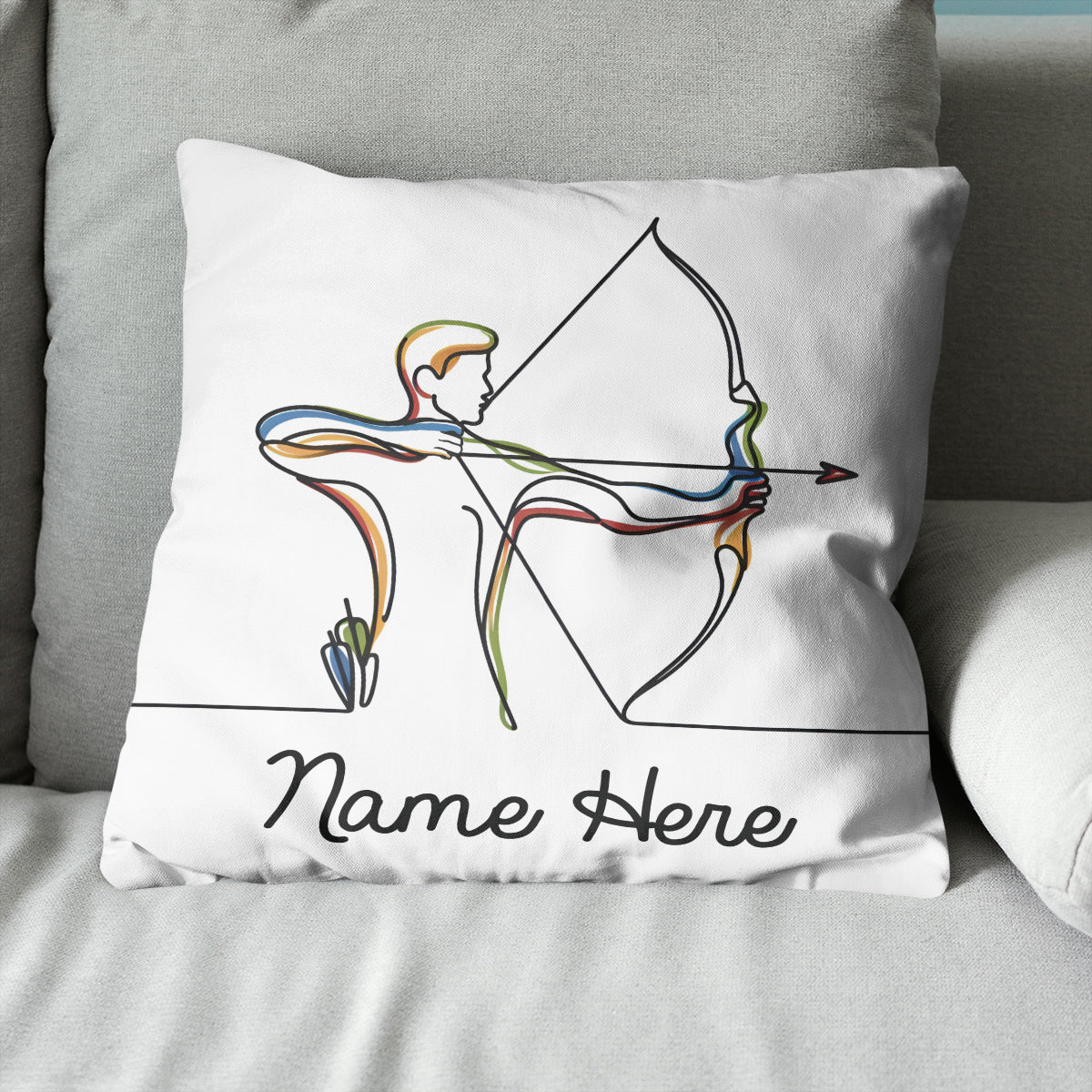 Custom Colorful Continuous Line Archer Archery Pillow Archery Gift Ideas VHM0916