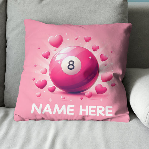 Personalized Funny Pink 8 Ball Billiard With Hearts Pillow Valentine Gifts VHM0939