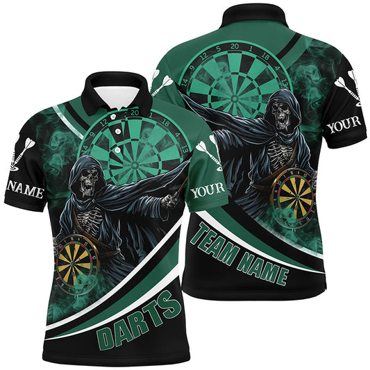 Personalized Grim Reaper Green Darts Jersey Men Dart Polo Shirt Custom Team League Darts Shirts TDM1390