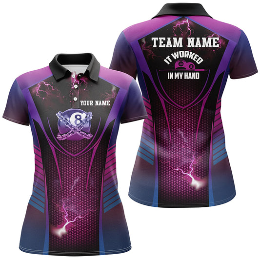 It Worked In My Hand Funny 8 Ball Billiard 3D Polo Shirts For Women, Custom Funny Pool Shirts TDM0120