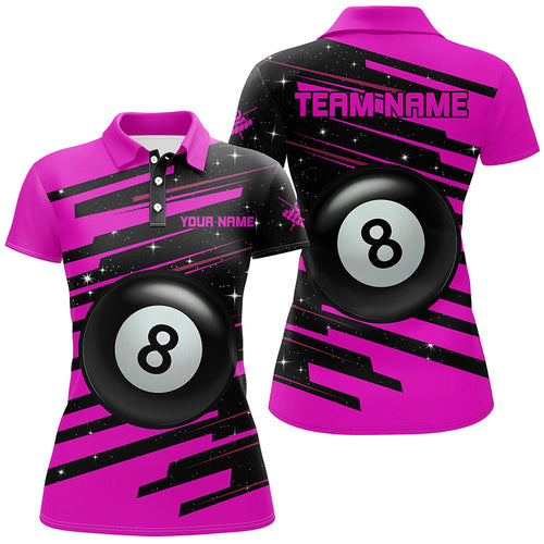 Pink 8 Ball Pool Billiard Jerseys Polo Shirts For Women Custom Team League Billiard Valentine Shirts TDM0919