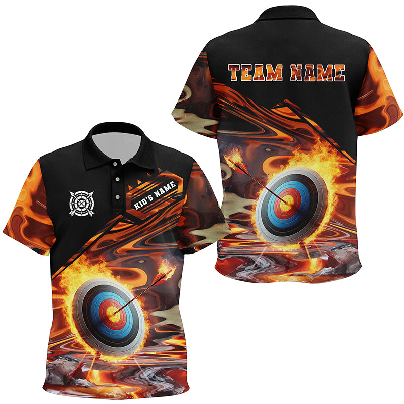 Personalized Flaming Target Archery Kid Polo Shirts, Best Archery Target Shirts For Archers TDM1027