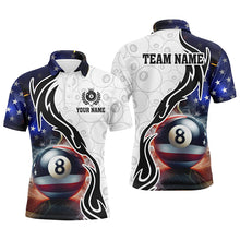 Load image into Gallery viewer, 3D 8 Ball Pool Lightning US Flag Personalized Billiard Shirts For Men, Patriotic Shirts For Pooler TDM1568