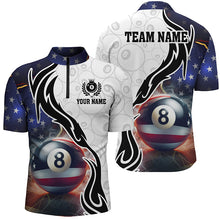 Load image into Gallery viewer, 3D 8 Ball Pool Lightning US Flag Personalized Billiard Shirts For Men, Patriotic Shirts For Pooler TDM1568