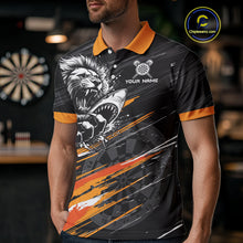 Load image into Gallery viewer, Orange And Black Grunge Lion And Shark Dart Shirts Custom Men&#39;s Dart Jersey Polo &amp; Quarter Zip TDM3847